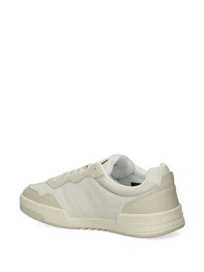Tommy Jeans Two-tone Lace-up Leather Trainers In Neutrals