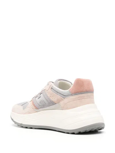 Hogan Suede And Mesh Sneakers With Iconic Logo In Pink