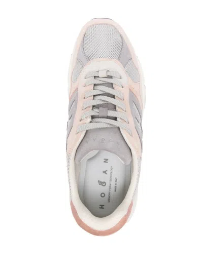 Hogan Suede And Mesh Sneakers With Iconic Logo In Pink