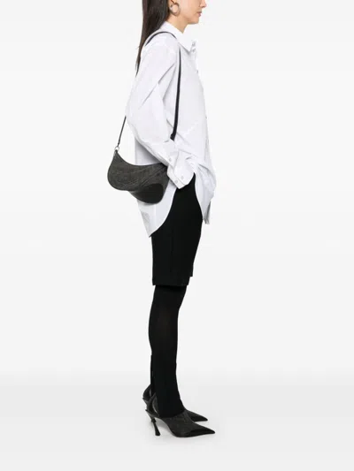 Mugler Black Embossed Spiral Shoulder Bag In Black
