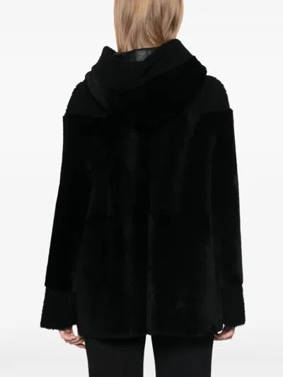 Shop Suprema Shearling Coat In Black