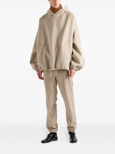 Prada Wool Hoodie In Neutrals