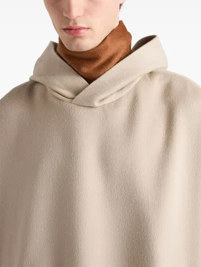 Prada Wool Hoodie In Neutrals