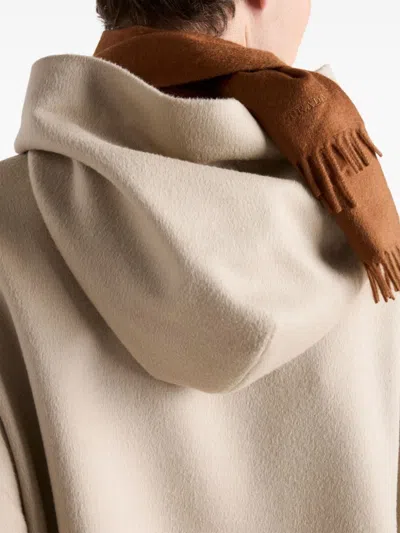 Prada Wool Hoodie In Neutrals