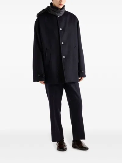 Prada Wool Caban Jacket In Blue