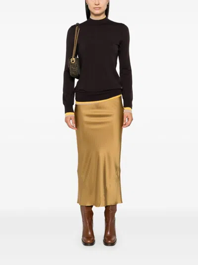 Fendi Layered-trim Sweater In Brown