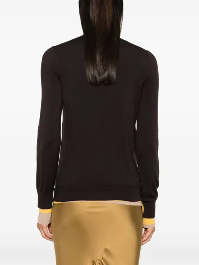 Fendi Layered-trim Sweater In Brown