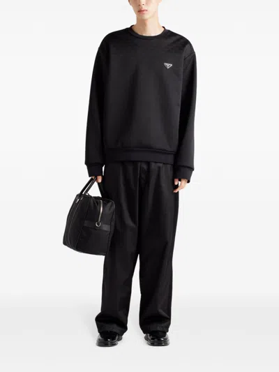 Shop Prada Technical Fabric Sweatshirt In Black