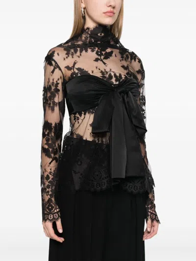Zimmermann Lace Bow Blouse In Black
