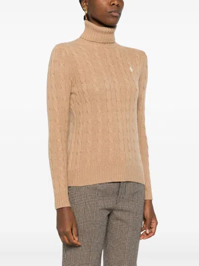 Polo Ralph Lauren Wool And Cashmere Blend Turtleneck Sweater In Neutral