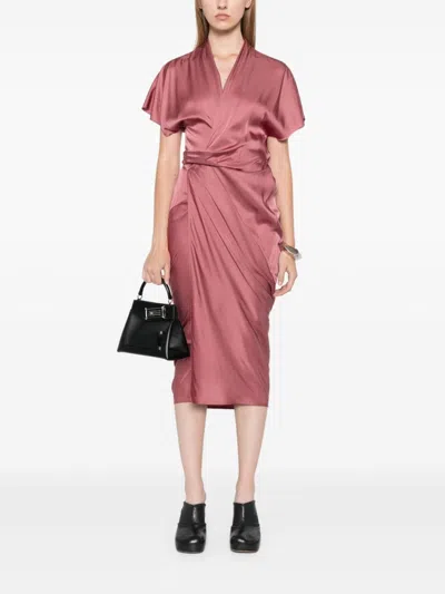 Rick Owens Wrap Maxi Dress In Pink