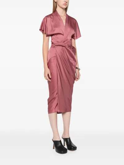 Rick Owens Wrap Maxi Dress In Pink