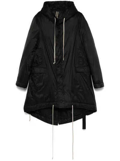 Rick Owens Drkshdw Mid-length Black Recycled Polyamide Parka In Black