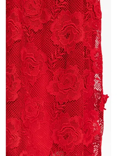 Self-portrait Bandeau-style Lace Midi Dress In Red