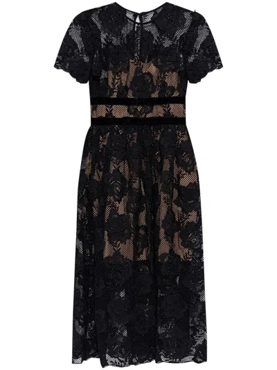 Self-portrait Lace Midi Dress In Black