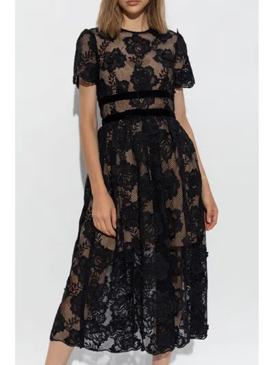 Self-portrait Lace Midi Dress In Black
