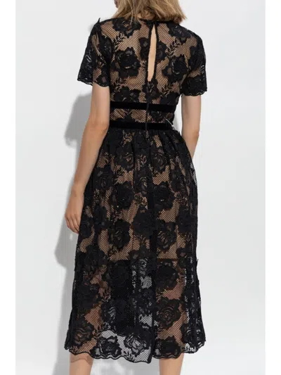 Self-portrait Lace Midi Dress In Black