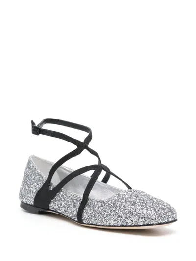 Jimmy Choo 'astoria' Glitter Ballet Flats In Silver