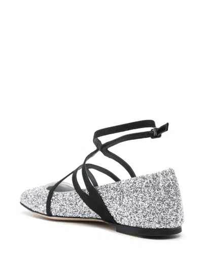 Jimmy Choo 'astoria' Glitter Ballet Flats In Silver