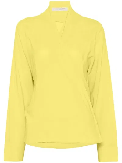 Philosophy Di Lorenzo Serafini Wrap Blouse In Yellow