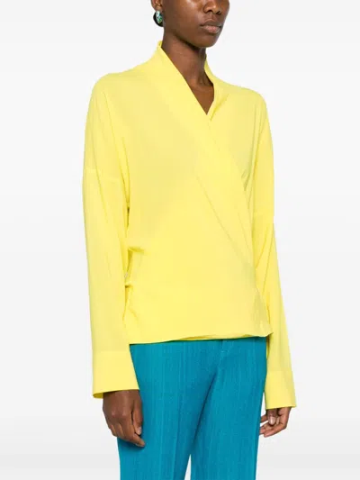 Philosophy Di Lorenzo Serafini Wrap Blouse In Yellow