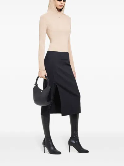 Courrèges Holy Structured Tote Shoulder Strap In Black