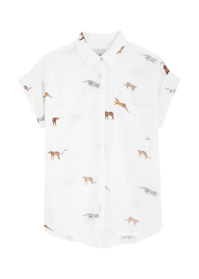 Rails Cito Cheetah Print Short Sleeve Linen Blend Button-up Shirt In Safari Cheetah