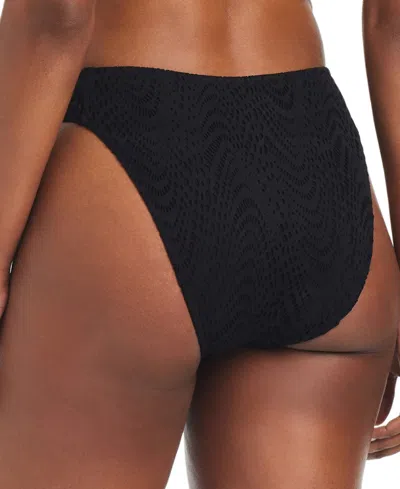 Bar Iii Women's Crochet High-rise Side-tab Bottoms, Created For Macy's In Black
