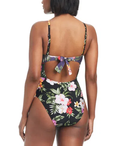 Bar Iii Women's Floral-banded Keyhole One-piece Swimsuit, Created For Macy's In Multi