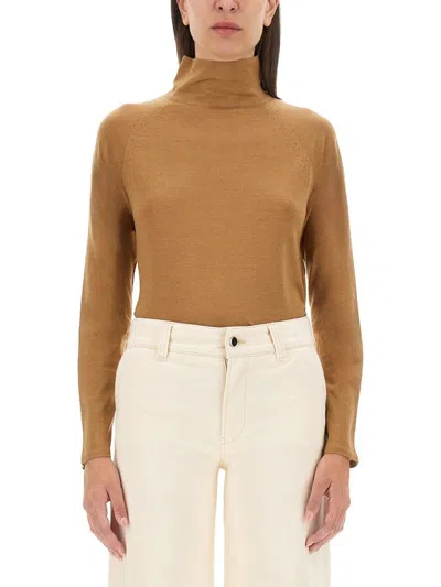 Shop Kiton Long Sleeved Turtleneck Jumper In Beige