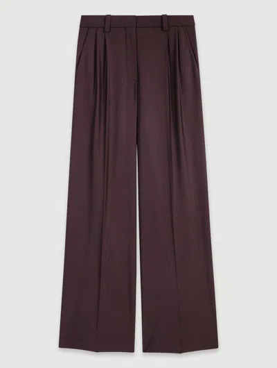 Maje Pantalon De Tailleur Large In Marron