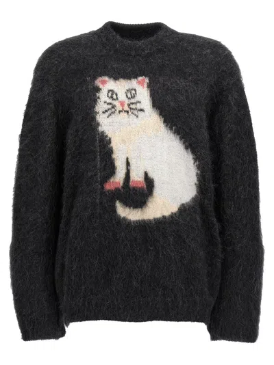 Shop Magliano Gattone Cat Detailed Sweater In Multi