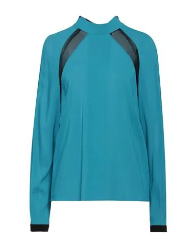 Byblos Woman Top Azure Size 4 Viscose, Elastane In Blue
