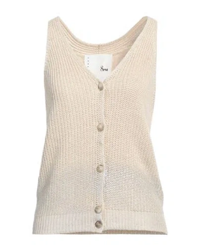 8pm Woman Cardigan Beige Size M Cotton, Acrylic In Beige