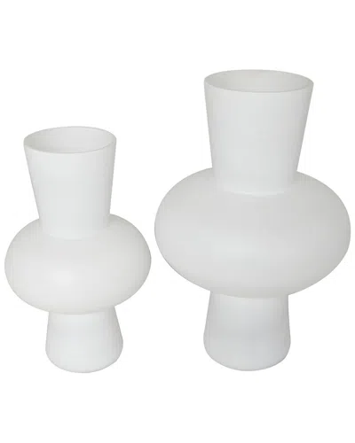 Peyton Lane Set Of 2 White Glass Trumpet Vase In White