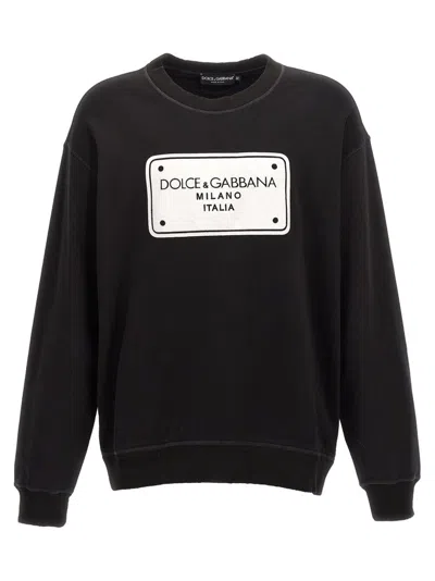 Shop Dolce & Gabbana Dg Logo Tag Crewneck Sweatshirt In Black