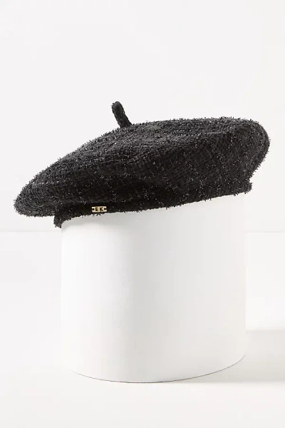 Eugenia Kim Carter Sparkly Tweed Beret In Black
