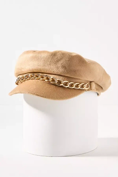 Shop Eugenia Kim Marina Chain Cashmere Newsboy Cap In Brown