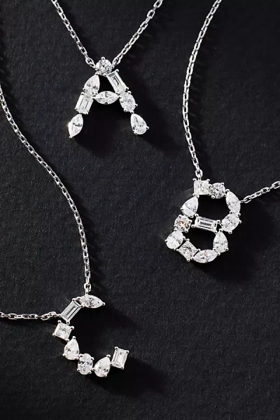 By Anthropologie White Gold Diamond Monogram Necklace In Multicolor
