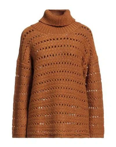 Alpha Studio Woman Turtleneck Brown Size 10 Wool, Recycled Polyamide In Brown
