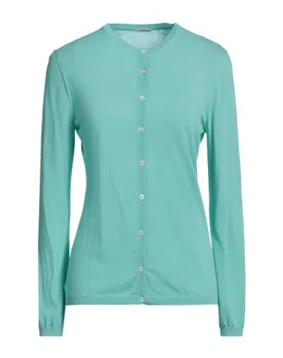 Malo Woman Cardigan Turquoise Size 8 Cotton In Blue