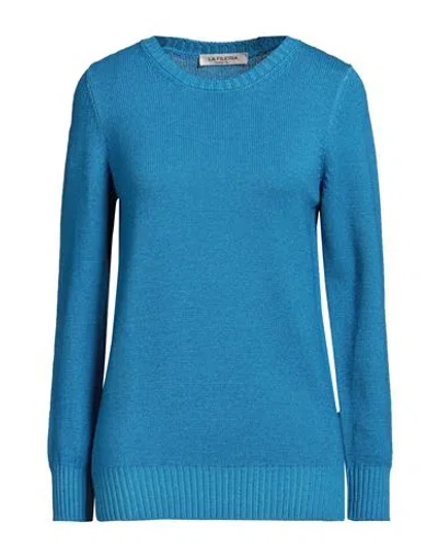 La Fileria Woman Sweater Azure Size 14 Virgin Wool In Blue