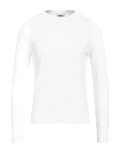 Alpha Studio Man Sweater Ivory Size 42 Cotton In White