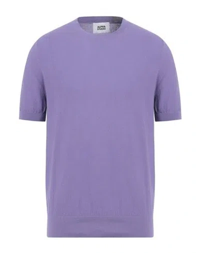 Alpha Studio Man Sweater Mauve Size 40 Cotton In Purple
