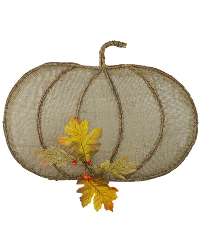 Northlight 19in Burlap And Vine Pumpkin Wall Decal In Beige