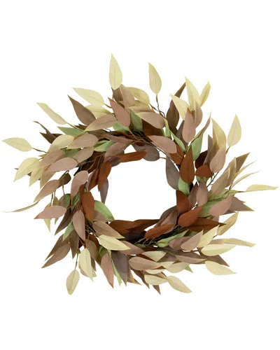 Northlight Autumn Harvest Neutral Fall Foliage Leaf Wreath In Orange