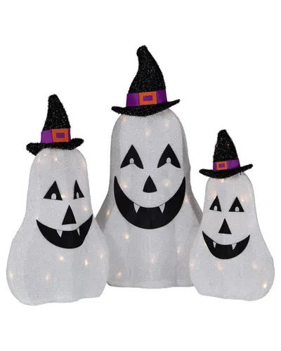 Northlight Set Of 3 Led Jack O' Lantern Ghosts Outdoor Halloween Decorations In White