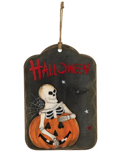 Northlight 9.75in Skeleton & Jack O'lantern Halloween Wall Decor In Black