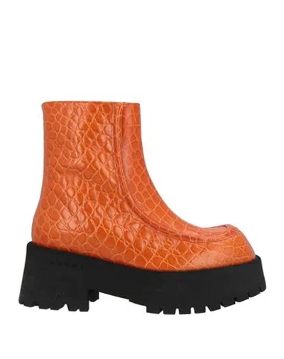 Marni Woman Ankle Boots Orange Size 8 Soft Leather In Orange