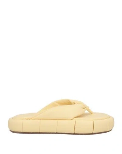 Themoirè Woman Thong Sandal Pastel Yellow Size 7 Textile Fibers In Yellow
